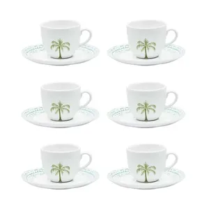 Jogo de 6 Xícaras Grandes 200 Ml Com Pires Coup Tropical