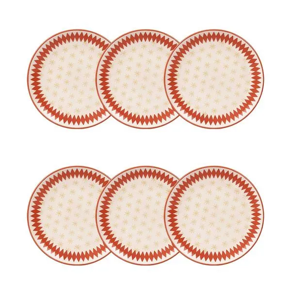 Jogo de 6 Pratos de Sobremesa 20 cm Unni Encanto Natalino