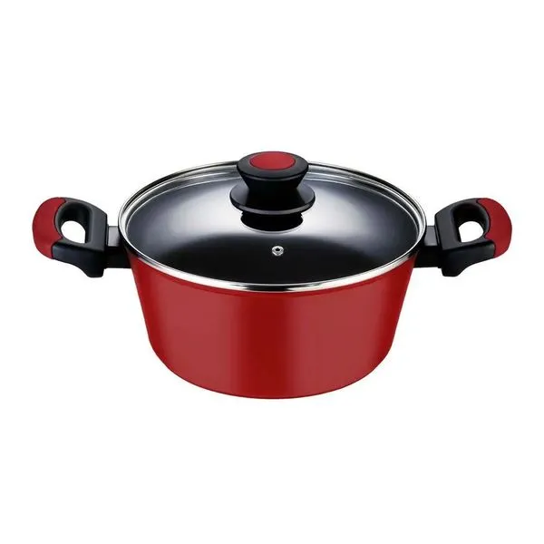 Caçarola Antiaderente Oxford Everyday Vermelha 22cm Alumínio com Tampa