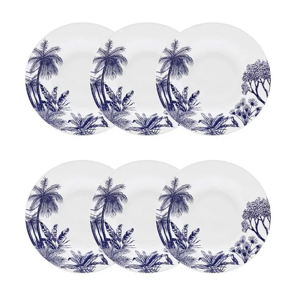 Jogo de 6 Pratos Fundos 23,5 Cm Flamingo Toile de Jouy