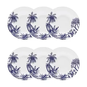 Jogo de 6 Pratos Fundos 23,5 Cm Flamingo Toile de Jouy