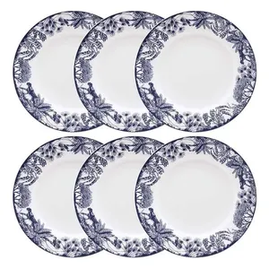 Jogo de 6 Pratos Rasos 28 Cm Flamingo Toile de Jouy