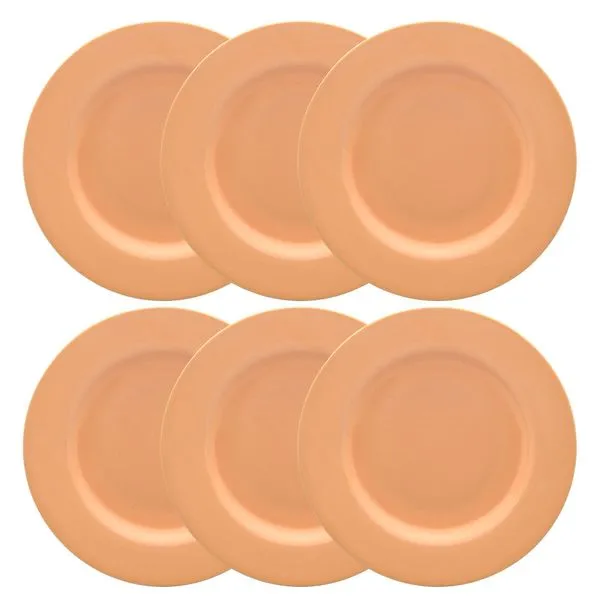 Jogo de 6 Pratos Rasos 28 Cm Flamingo Peach