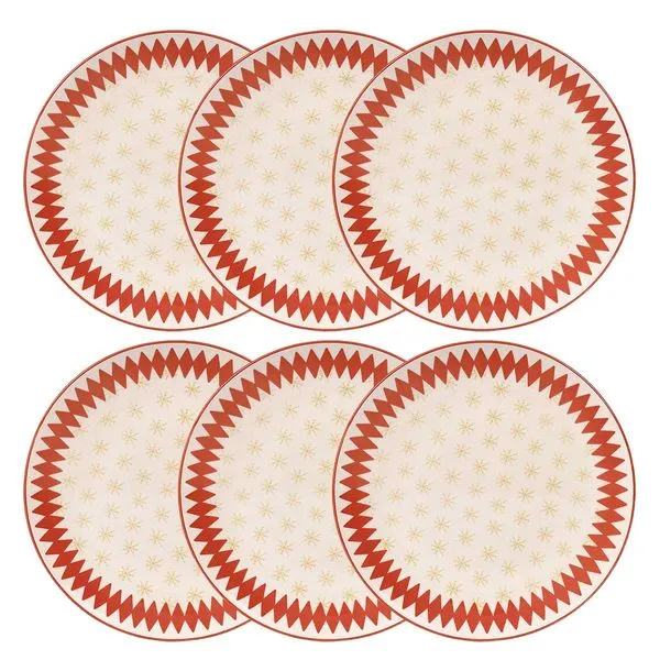 Jogo de 6 Pratos Rasos 26 cm Unni Encanto Natalino