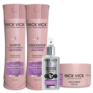 Nick Vick Liso Extremo - Shampoo - Condicionador - Máscara - Fluido Acelerador