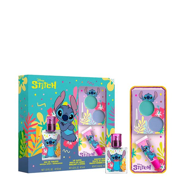 Disney - Stitch Feminino - Eau de Toilette + Lip Gloss + Paleta de Sombras - Kit Perfume