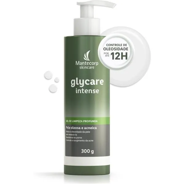 Gel de Limpeza Facial Mantecorp Skincare Glycare Intense Pele Oleosa e Acneica 300g