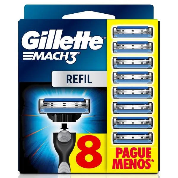 Carga para Aparelho de Barbear Gillette Mach3 8 Unidades