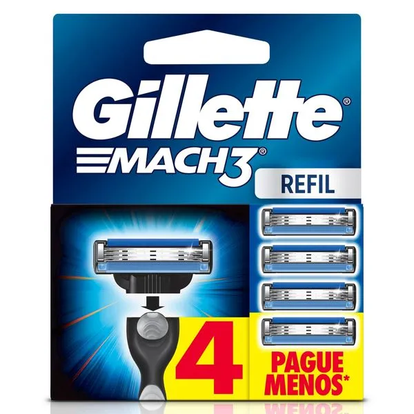 Carga para Aparelho de Barbear Gillette Mach3 4 Unidades