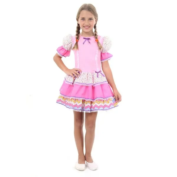 Fantasia - Festa Junina - Babados - Rosa - Sulamericana - M