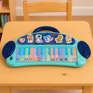 Brinquedo Infantil Piano Teclado Divertido Musical Animais Azul