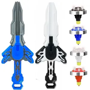Kit 2 Espadas Beyblade Tornado com Luzes e 4 Piões de Metal