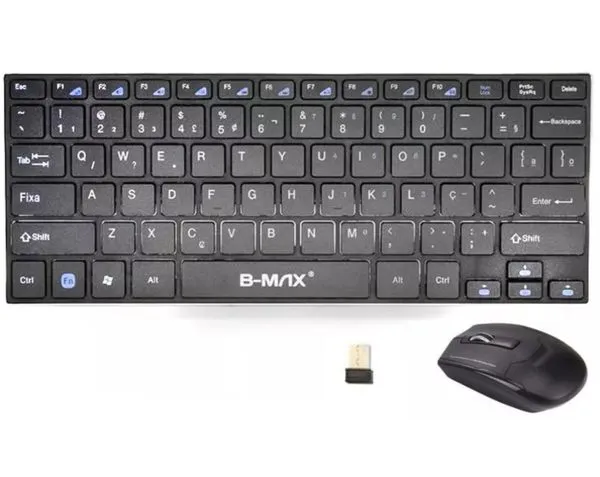 Kit Mini Teclado + Mouse Sem Fio 2.4g Ultra Slim HK-3910 Preto
