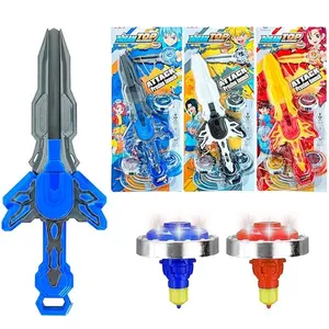 Brinquedo Espada Beyblade com 2 Piões Tornado Metal Luz LED