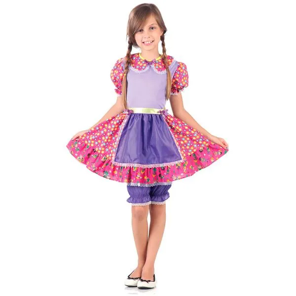 Fantasia Infantil - Caipira com Culote - Lilás - Sulamericana - P