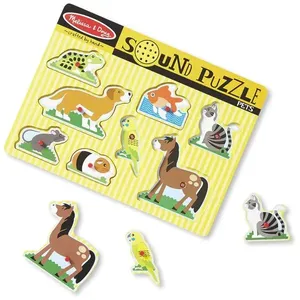Quebra Cabeça Infantil de Madeira com Efeitos Sonoros de Animais de Estimação e 8 Peças para Crianças Acima de 2 Anos, Melissa & Doug