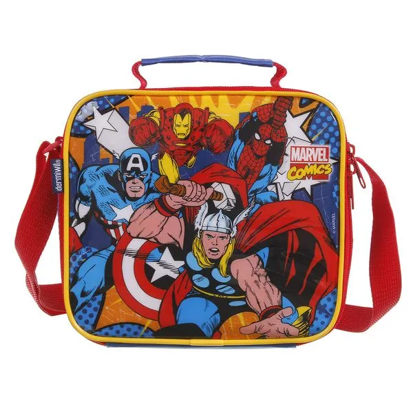 Lancheira Infantil - 20Cm - Disney - Marvel - Vingadores - Azul e Vermelho - DMW