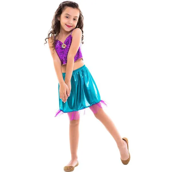 Fantasia Infantil - Cropped - Disney - Princesas - Ariel - Regina Festas - G