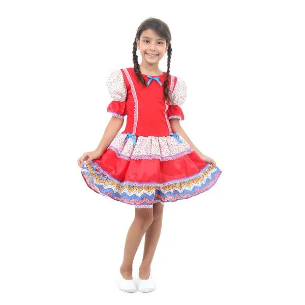 Fantasia - Festa Junina - Babados - Vermelho - Sulamericana - M