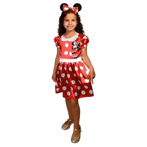 Fantasia Infantil - Disney - Minnie - Tamanho M - Vermelho - Novabrink