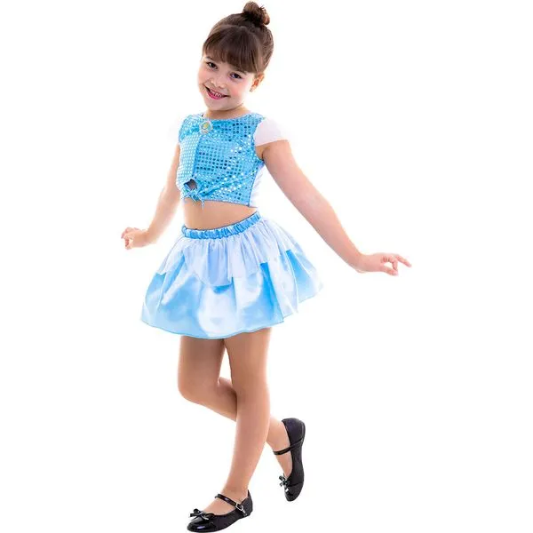 Fantasia Infantil - Cropped - Disney - Princesas - Cinderela - Regina Festas - P