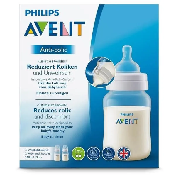Kit com 2 Mamadeiras ANTI-COLIC Classica 260ML Philips AVENT SCY103/02