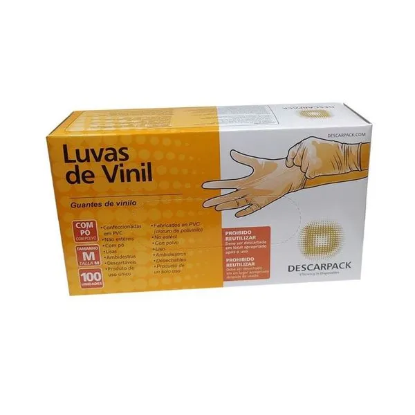 Luva Vinil M com Po com 100 Descarpack