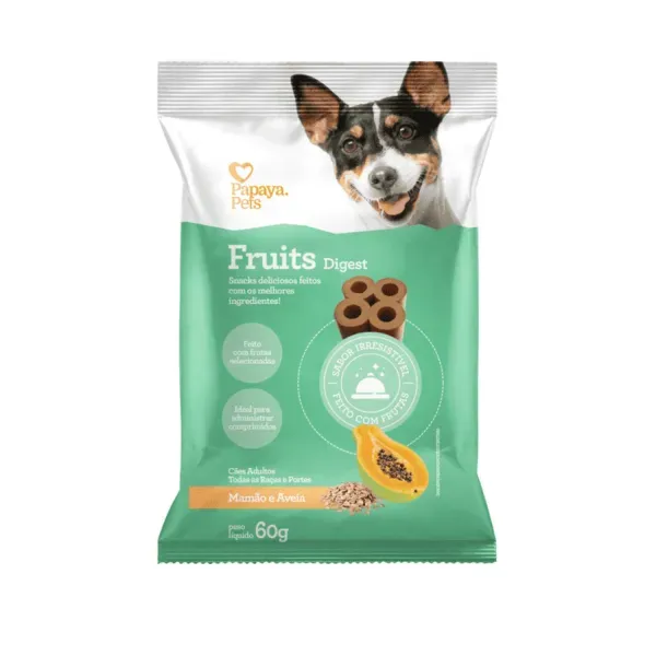 Petisco Fruits Pets Digest Mamão e Aveia Cães Adultos Papaya Pets 60 g