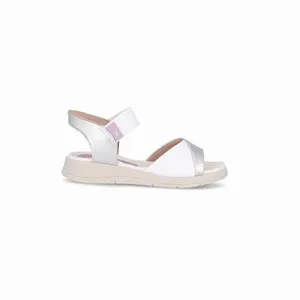 Papete SlipFit Anabela Médio Branco Neve com Prata 33