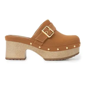 Tamanco Clog Salto Alto Mascavo 38