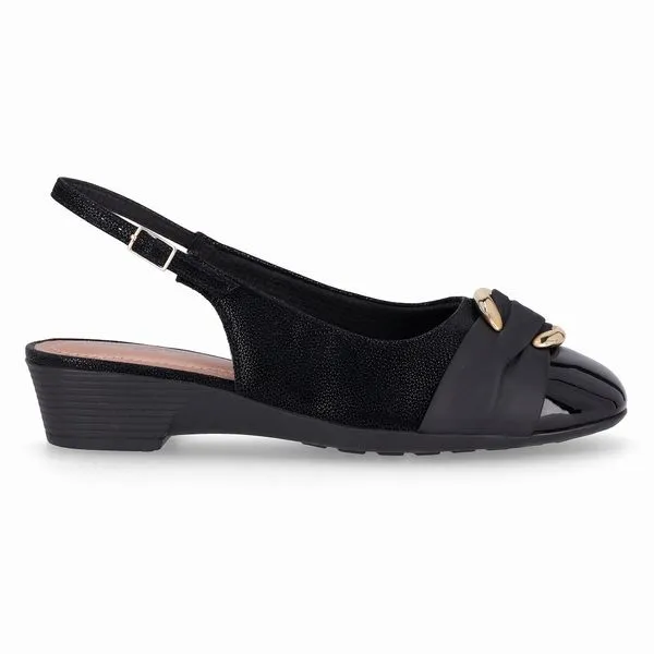 PICCADILLY MAXI - Sapato Slingback Anabela Médio Preto 39