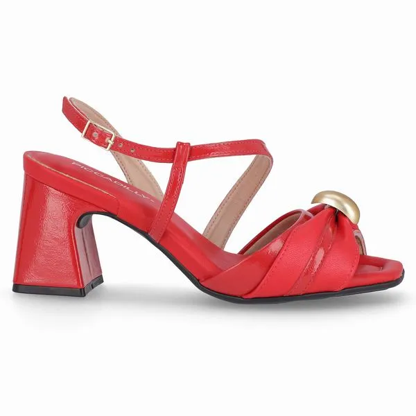 Sandália Flavia Salto Alto Vermelho 36