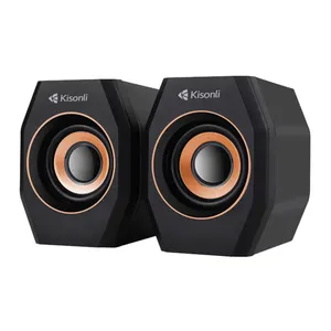 Caixa de Som Kisonli A-101S, 2x3W RMS, USB, Preto e Dourado, KSL-A101S-BG
