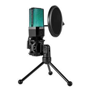 Microfone Condensador Redragon Adne, RGB, USB, Preto, GM212