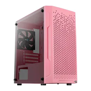 Gabinete Gamer Aerocool Trinity Mini V1, Mini-Tower, Lateral de vidro, Com 1 Fan, Rosa, TRINITY-MINI-V1