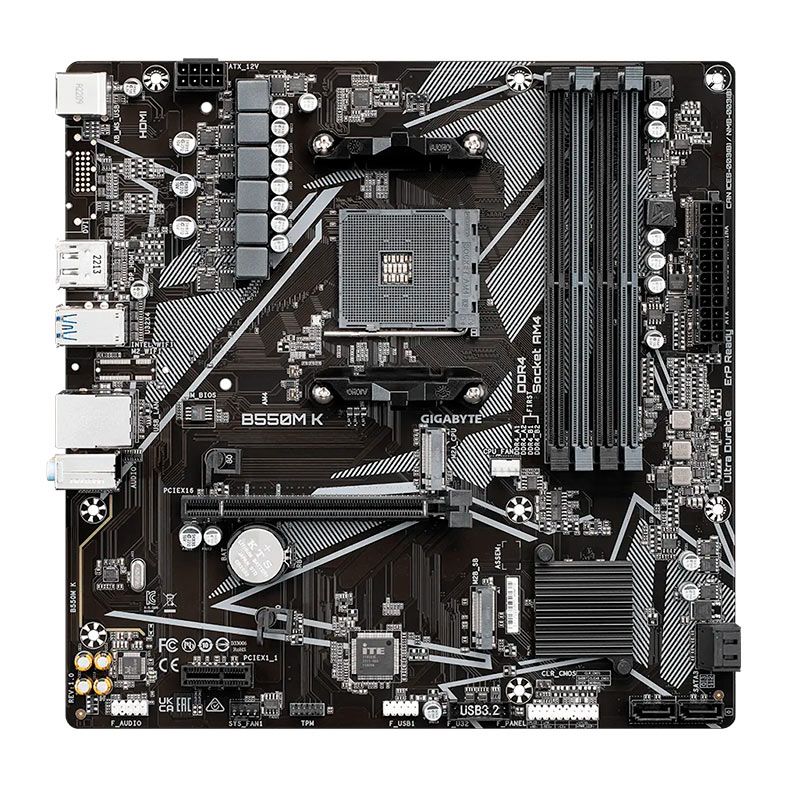 Placa Mae Gigabyte B550M K, DDR4, Socket AMD AM4, M-ATX, Chipset AMD B550, B550M-K
