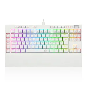 Teclado Mecanico Gamer Redragon Broadsword Pro, RGB, ABNT, Switch Azul, Branco, K588W-RGB-PRO-PT-BLUE