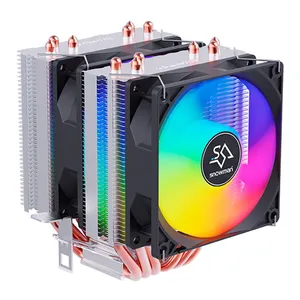 Cooler Para Processador Snowman MX6 V3, Rainbow, 2x90mm, Preto, MX6-V3-WC-4P-2FAN-BK
