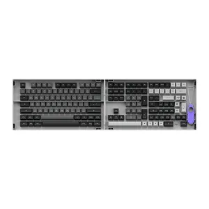 Conjunto de Teclas Akko ASA Profile, PBT Double Shot, Black e Silver, AKKO-KEYCAP-BS