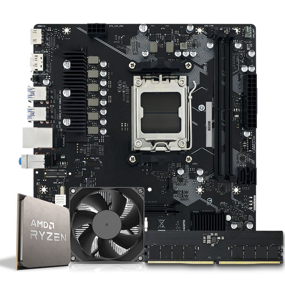 Pichau Kit upgrade, AMD Ryzen 5 7600X, B650M, 16GB DDR5, Cooler