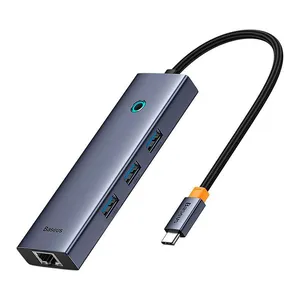 Hub Adaptador Baseus UltraJoy Series, 4 Portas, USB 3.0, Cinza, B0005280A813