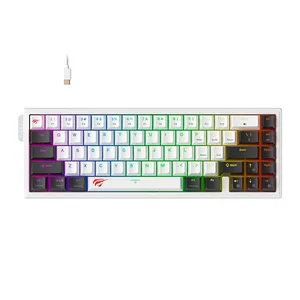 Teclado Mecanico Havit KB900L, 75%, RGB, Switch Hall Effect Magnetico, Branco e Preto, HV-KB900L