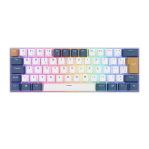 Teclado Mecanico Gamer Royal Kludge RK61, RGB, ABNT2, Switch Red, Branco e Azul, RK61-KB-RD-POR
