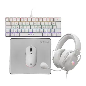 Combo Gamer Pichau Netuno V2 4x1, Rainbow, Teclado Mecanico ABNT2, Mouse 4200DPI, Mousepad Medio, Headset Drivers 50mm, Branco, PG-NTNX-WH01