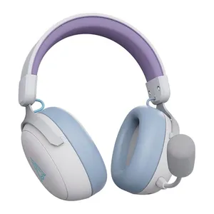 Headset Gamer Ajazz AHM08 Max, Drivers 53mm, Tri-Mode, Branco e Azul, AHM08-MAX-WB