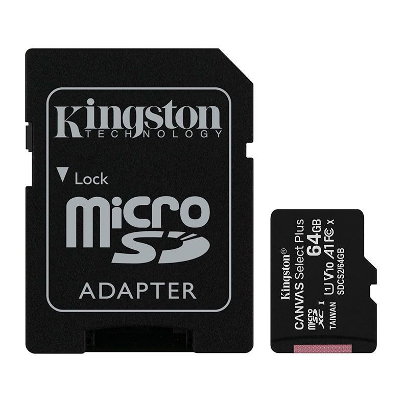 Cartao de Memoria Kingston 64GB Classe 10 Micro SDXC + Adaptador, SDCS2-64GB
