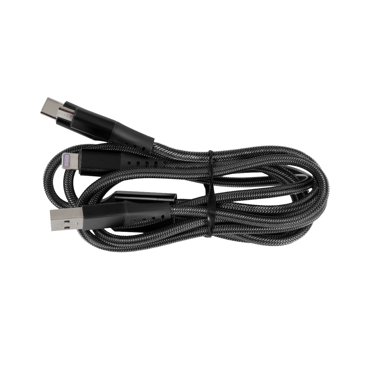 Cabo 3 em 1 ALN, USB Para Tipo C/Lightning/ Micro USB, 1m, Preto, ALN-CB-31BK-1