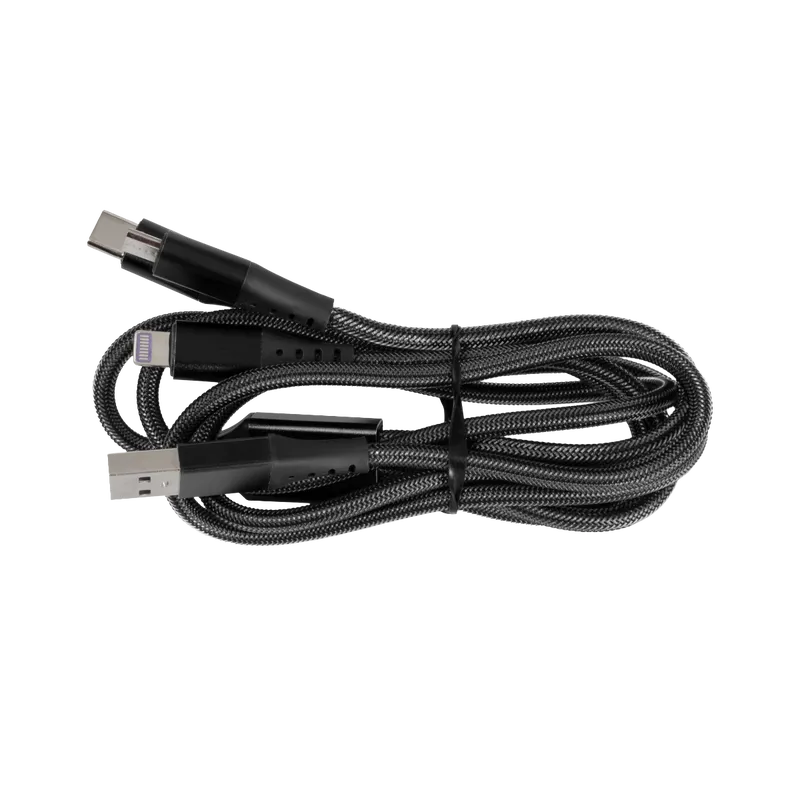 Cabo 3 em 1 ALN, USB Para Tipo C/Lightning/ Micro USB, 1m, Preto, ALN-CB-31BK-1