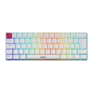 Teclado Mecanico Marvo KG933G, RGB, ABNT2, Switch Vermelho, Branco, KG933G-WH