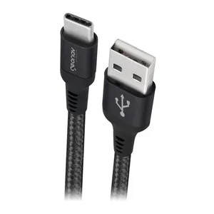 Cabo USB-C Para USB 2.0 Geonav, 1m, Nylon Trancado, Preto, ESC05